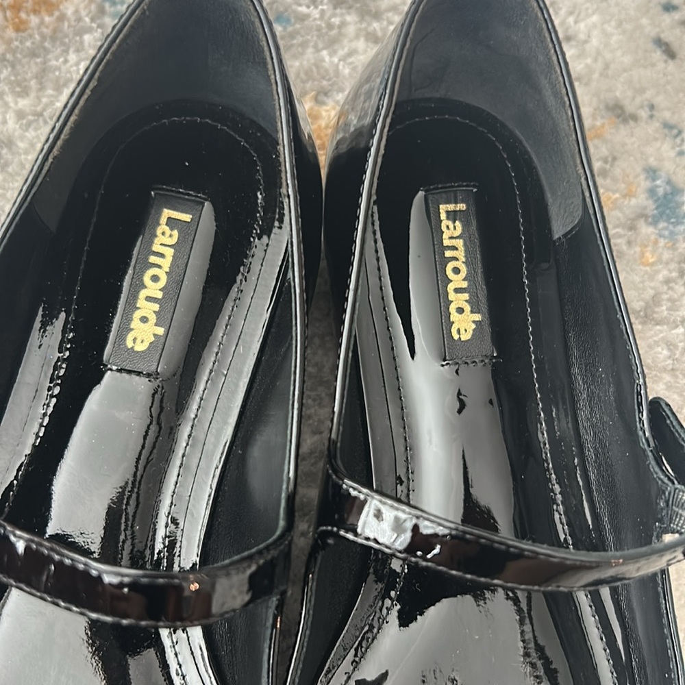 Larroudé Blair Ballet Flat in Black Patent Size 8.5 Parisian Mary Jane Flats - Picture 5 of 12